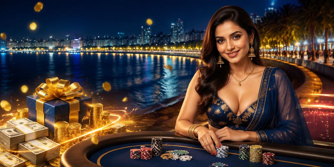 Scenic Mumbai Marine Drive with festive casino lights